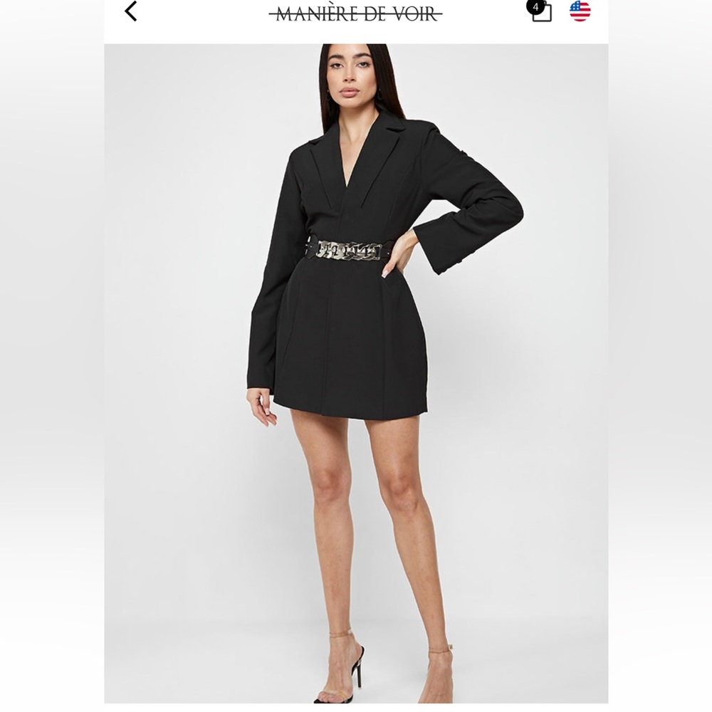 Maniere De Voir chain belted blazer dress